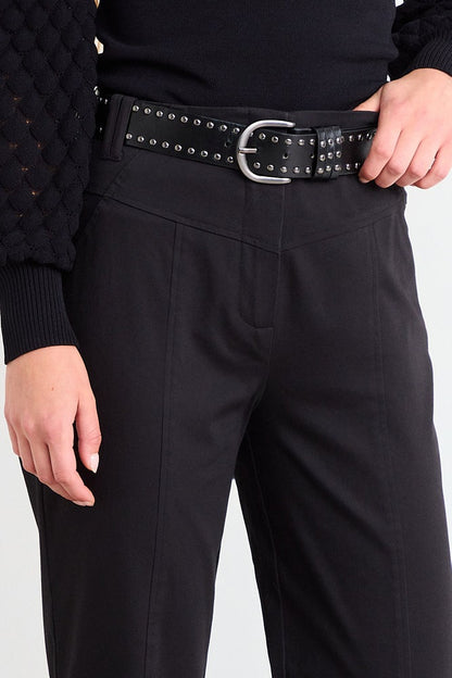Pantalon Mujer Gabardina Con Rebeca Y Doble Pasador Negro