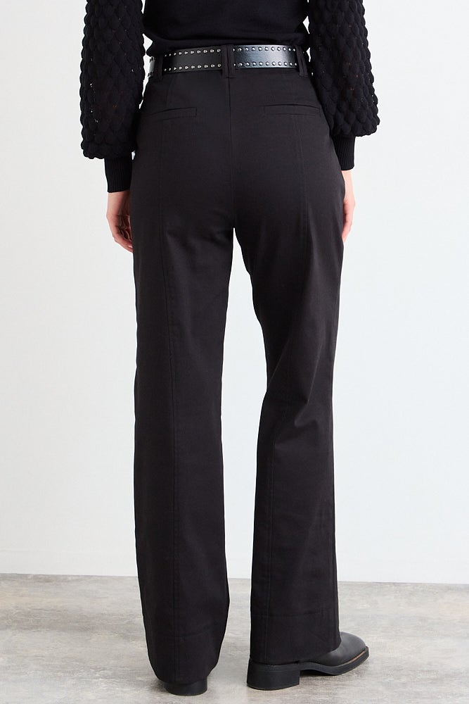 Pantalon Mujer Gabardina Con Rebeca Y Doble Pasador Negro
