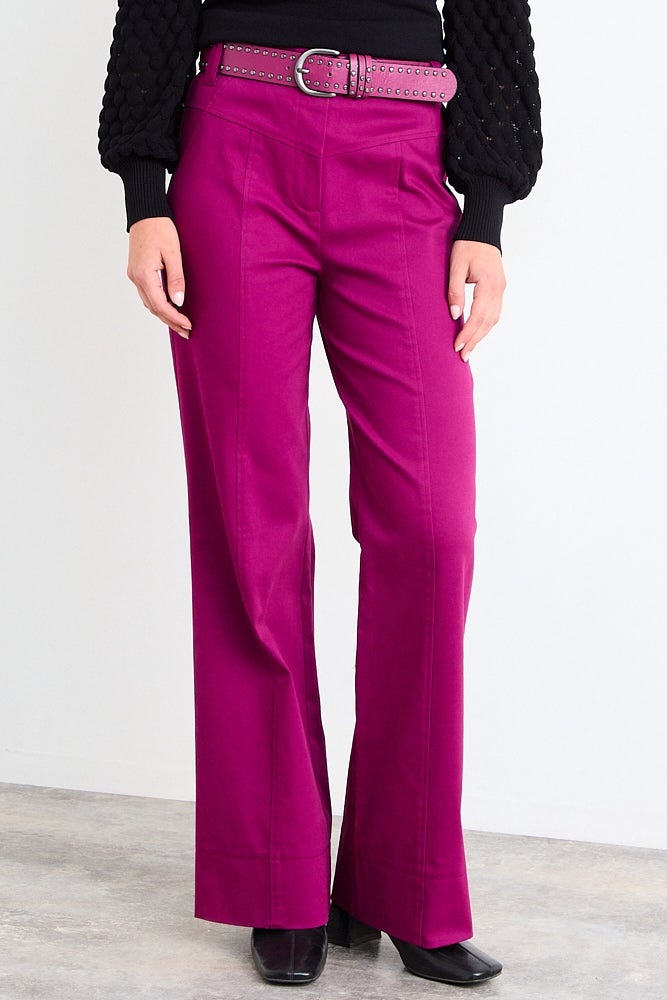 Pantalon Mujer Gabardina Con Rebeca Y Doble Pasador Magenta