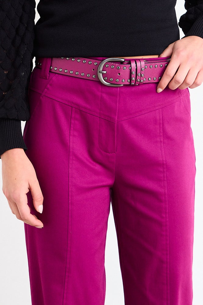 Pantalon Mujer Gabardina Con Rebeca Y Doble Pasador Magenta