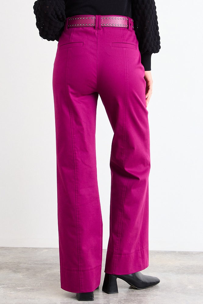 Pantalon Mujer Gabardina Con Rebeca Y Doble Pasador Magenta