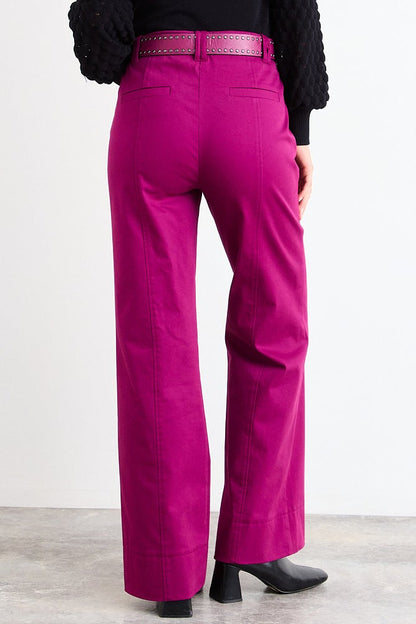 Pantalon Mujer Gabardina Con Rebeca Y Doble Pasador Magenta