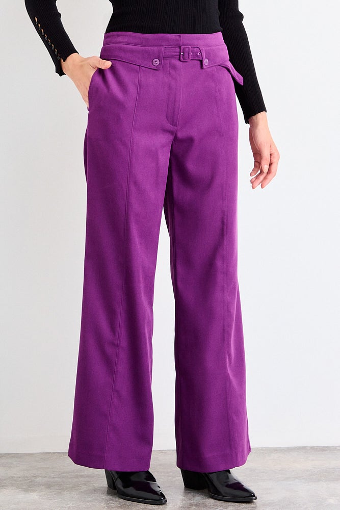 Pantalon Mujer Liso Palazzo Morado