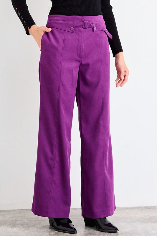 Pantalon Mujer Liso Palazzo Morado
