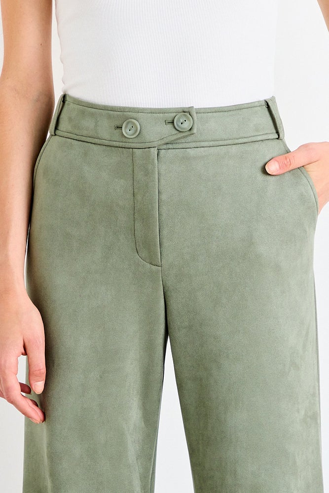Pantalon Mujer Liso Palazzo Verde Musgo