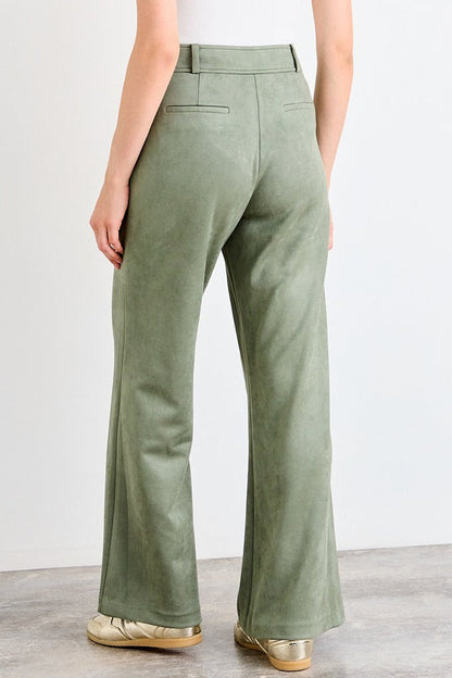 Pantalon Mujer Liso Palazzo Verde Musgo