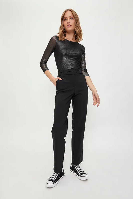 Pantalón Mujer Liso Negro