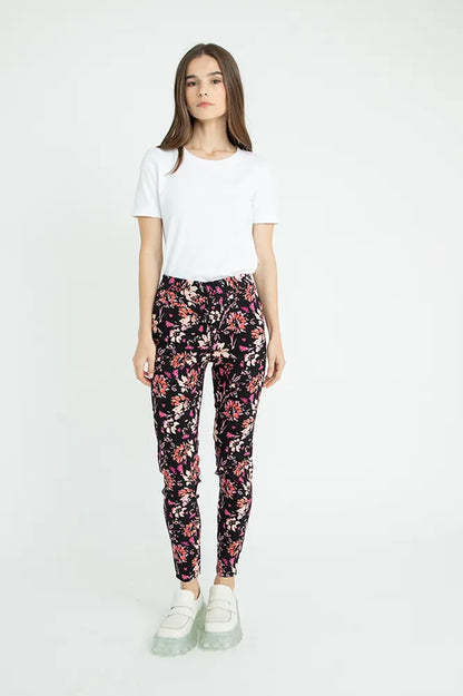 Pantalón Mujer Pitillo Print Negro