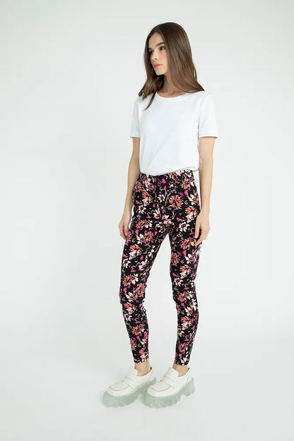 Pantalón Mujer Pitillo Print Negro