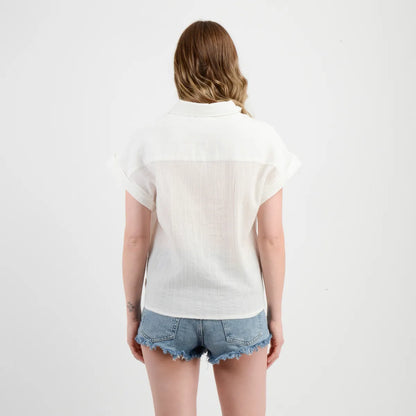 Blusa Mujer Manga Corta Saira Blanco