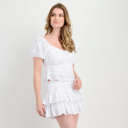 Blusa Mujer Manga Corta Adilah Top Blanco