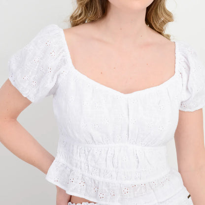 Blusa Mujer Manga Corta Adilah Top Blanco