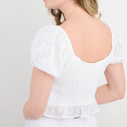 Blusa Mujer Manga Corta Adilah Top Blanco