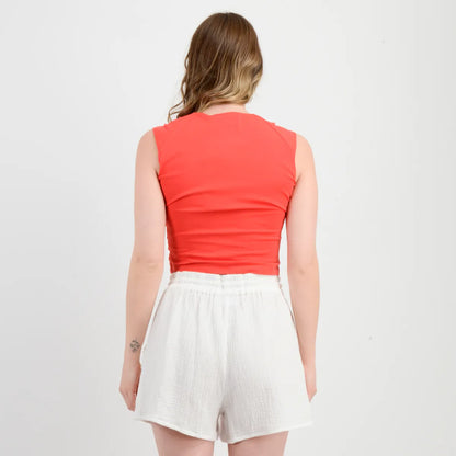 Polera Mujer Manga Corta Corrane Rojo