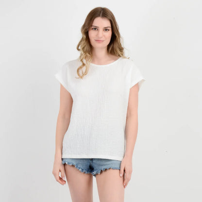 Polera Mujer Manga Corta Elisa Blanco