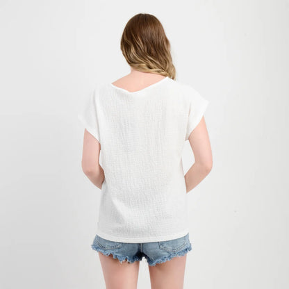 Polera Mujer Manga Corta Elisa Blanco