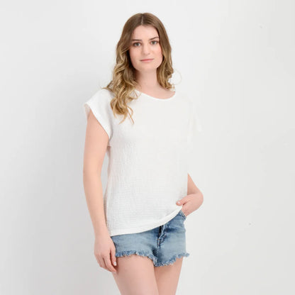Polera Mujer Manga Corta Elisa Blanco