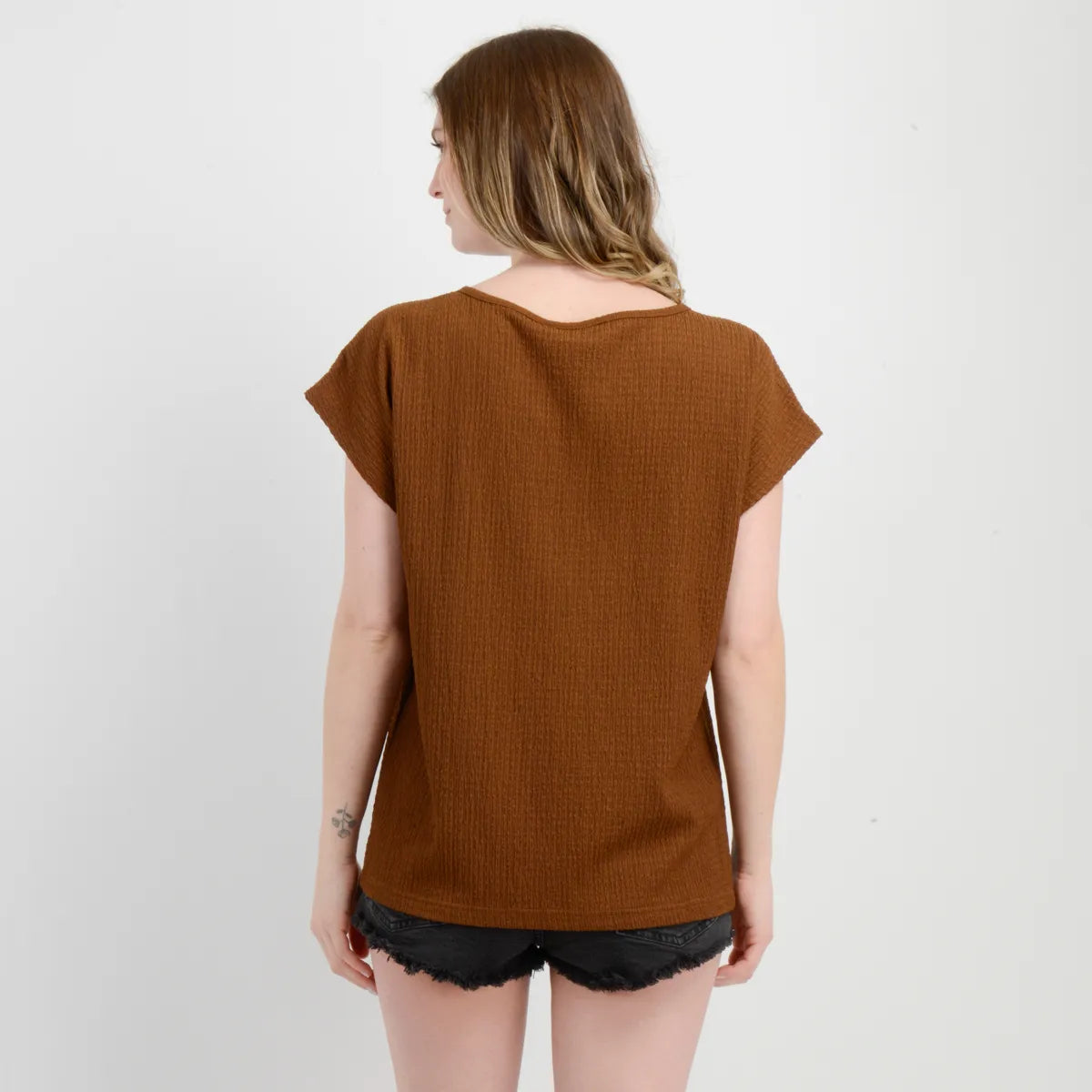 Polera Mujer Manga Corta Elisa Cafe Claro