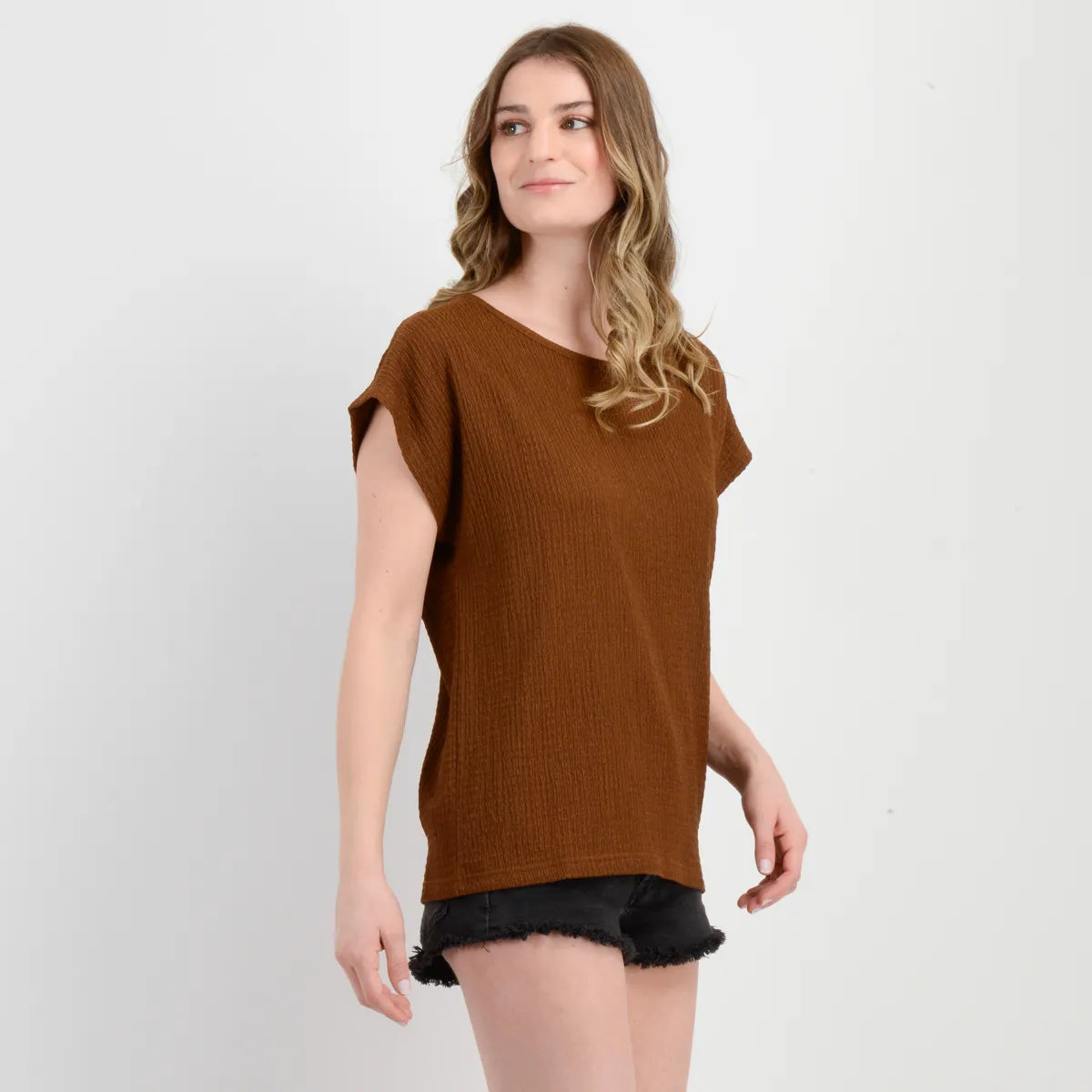 Polera Mujer Manga Corta Elisa Cafe Claro