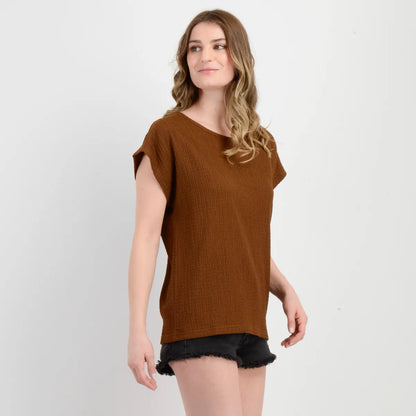 Polera Mujer Manga Corta Elisa Cafe Claro