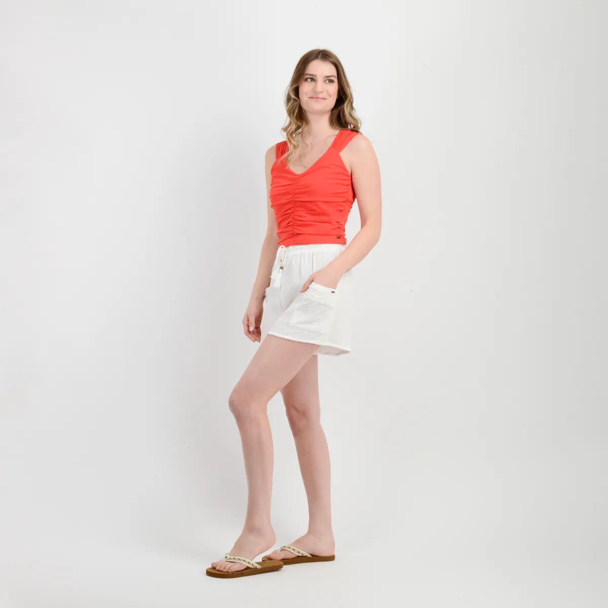 Polera Mujer Manga Corta Corrane Rojo