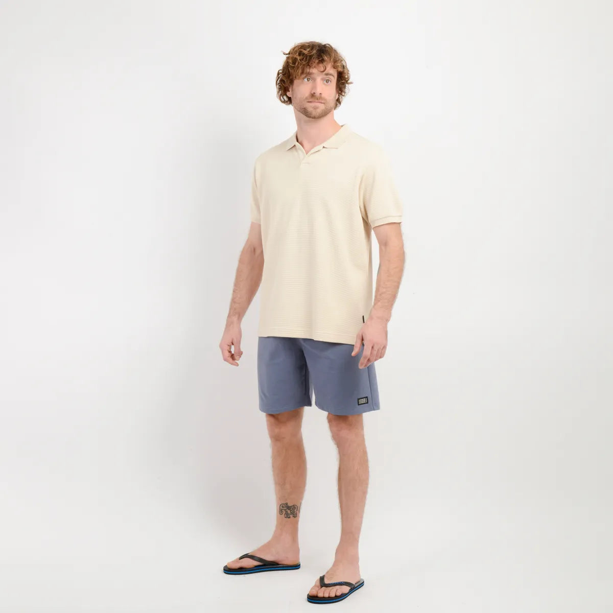 Polera Hombre Manga Corta Rivera Beige Claro