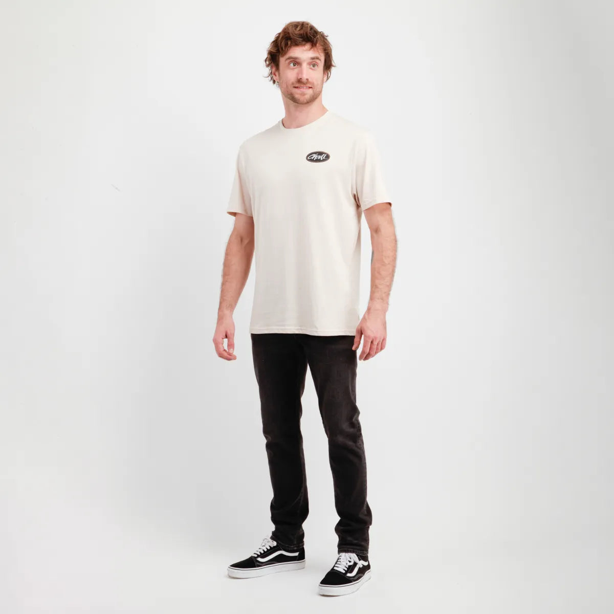 Polera Hombre Manga Corta Scrawl Beige Claro