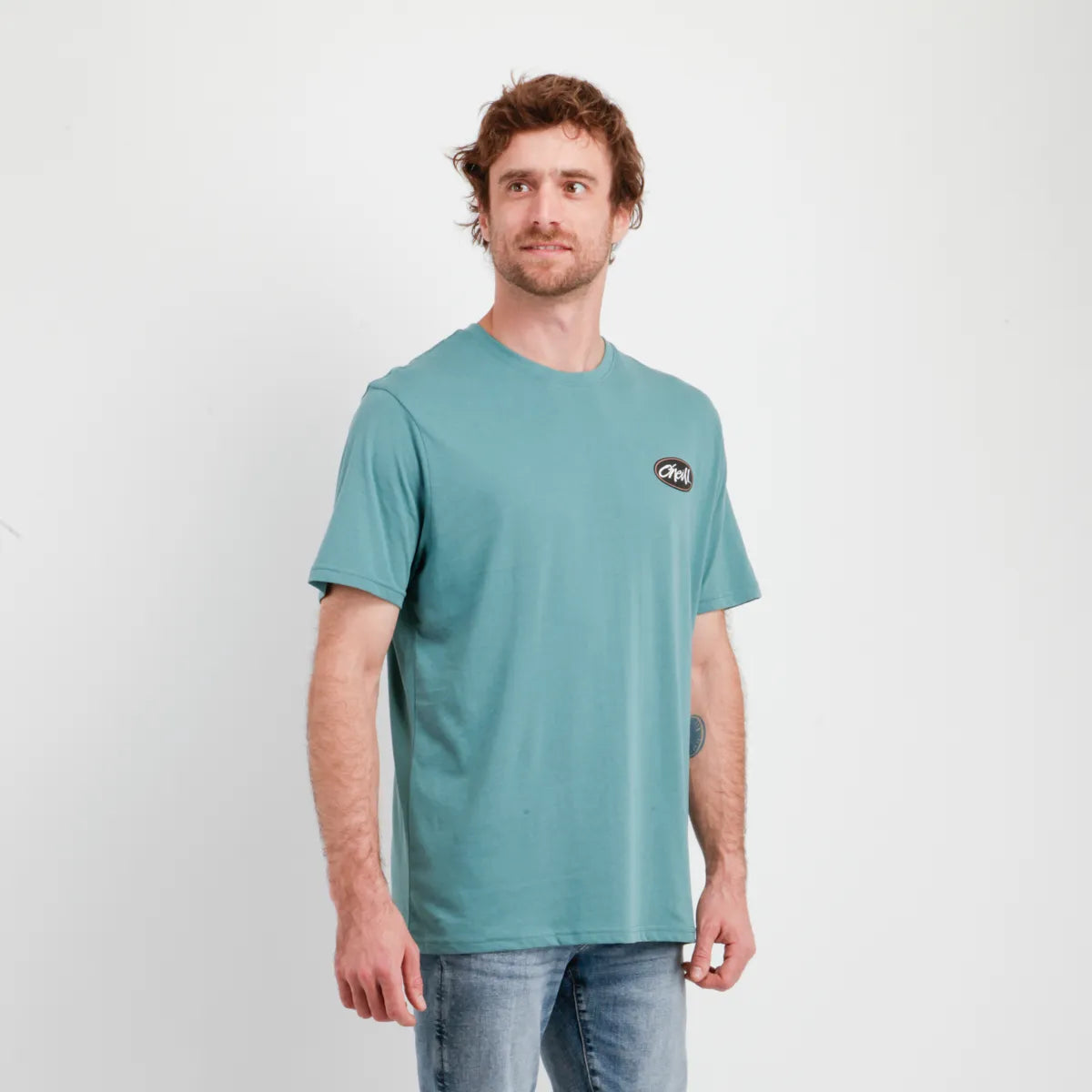 Polera Hombre Manga Corta Scrawl Verde Oscuro