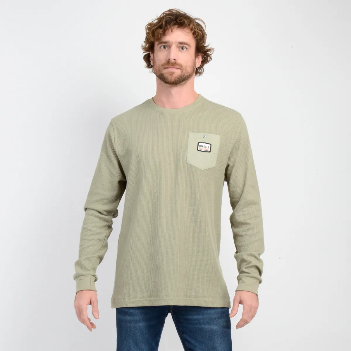 Polera Hombre Manga Larga Wafle Suply Verde Oscuro