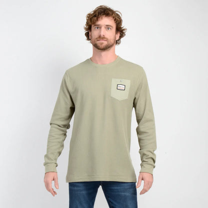 Polera Hombre Manga Larga Wafle Suply Verde Oscuro