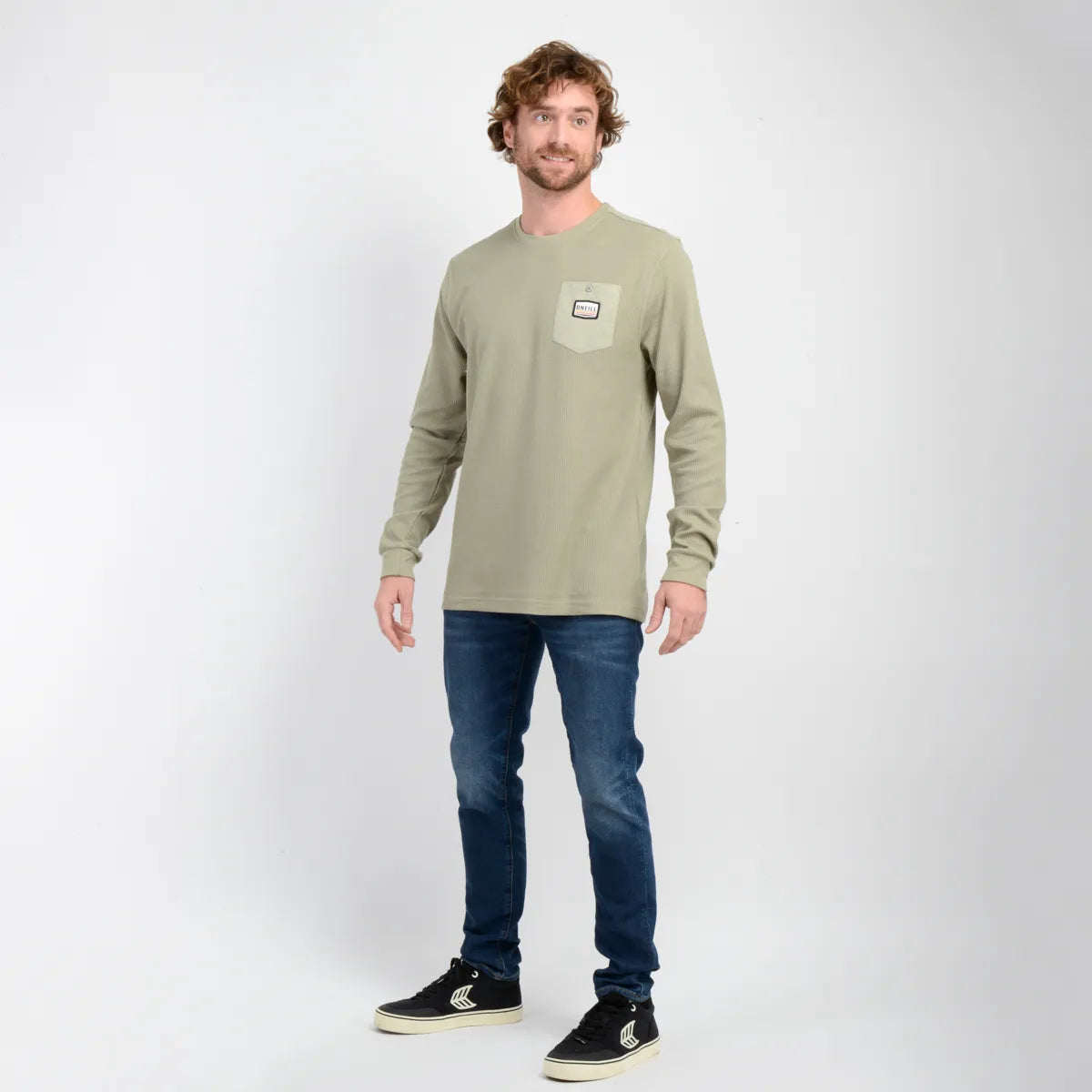 Polera Hombre Manga Larga Wafle Suply Verde Oscuro