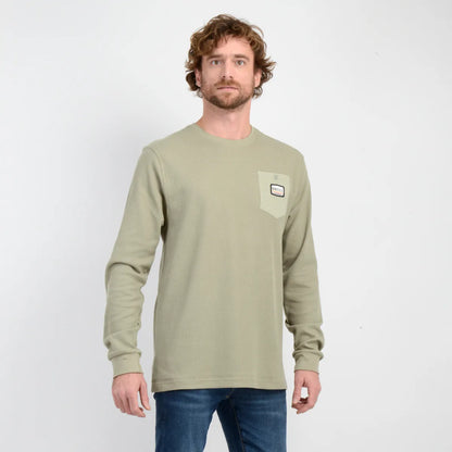 Polera Hombre Manga Larga Wafle Suply Verde Oscuro