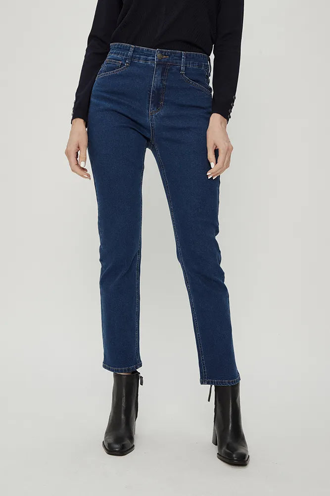 Jeans Mujer Recto Azul