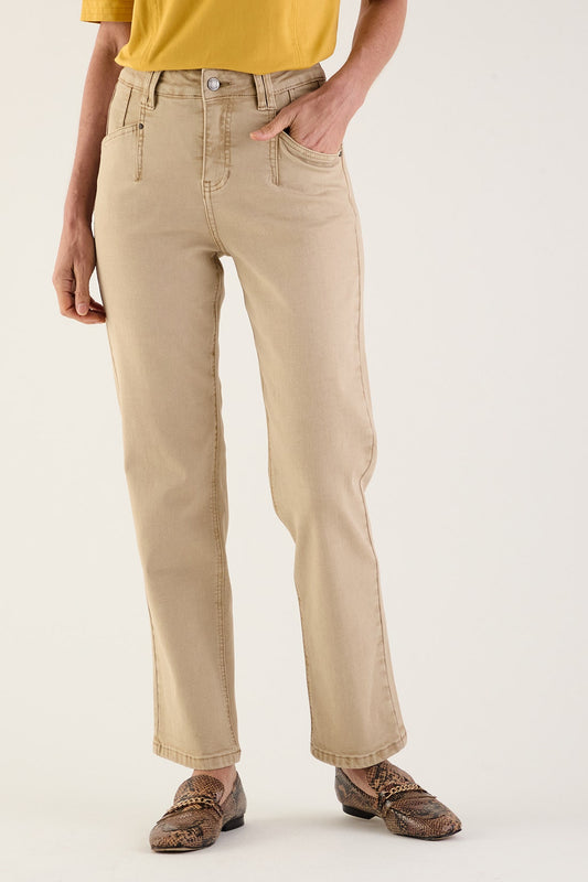 Jeans Mujer Recto Semiformal Beige