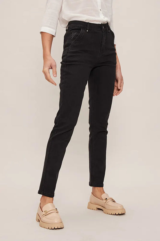 Jeans Mujer Pitillo De Mezclilla Negro