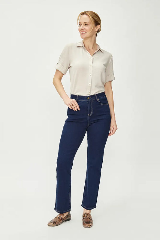 Jeans Mujer Recto Confort Azul