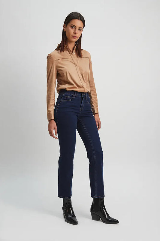 Jeans Mujer Recto Azul