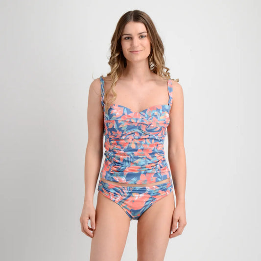Traje de Baño Mujer Tankini Floral Azul