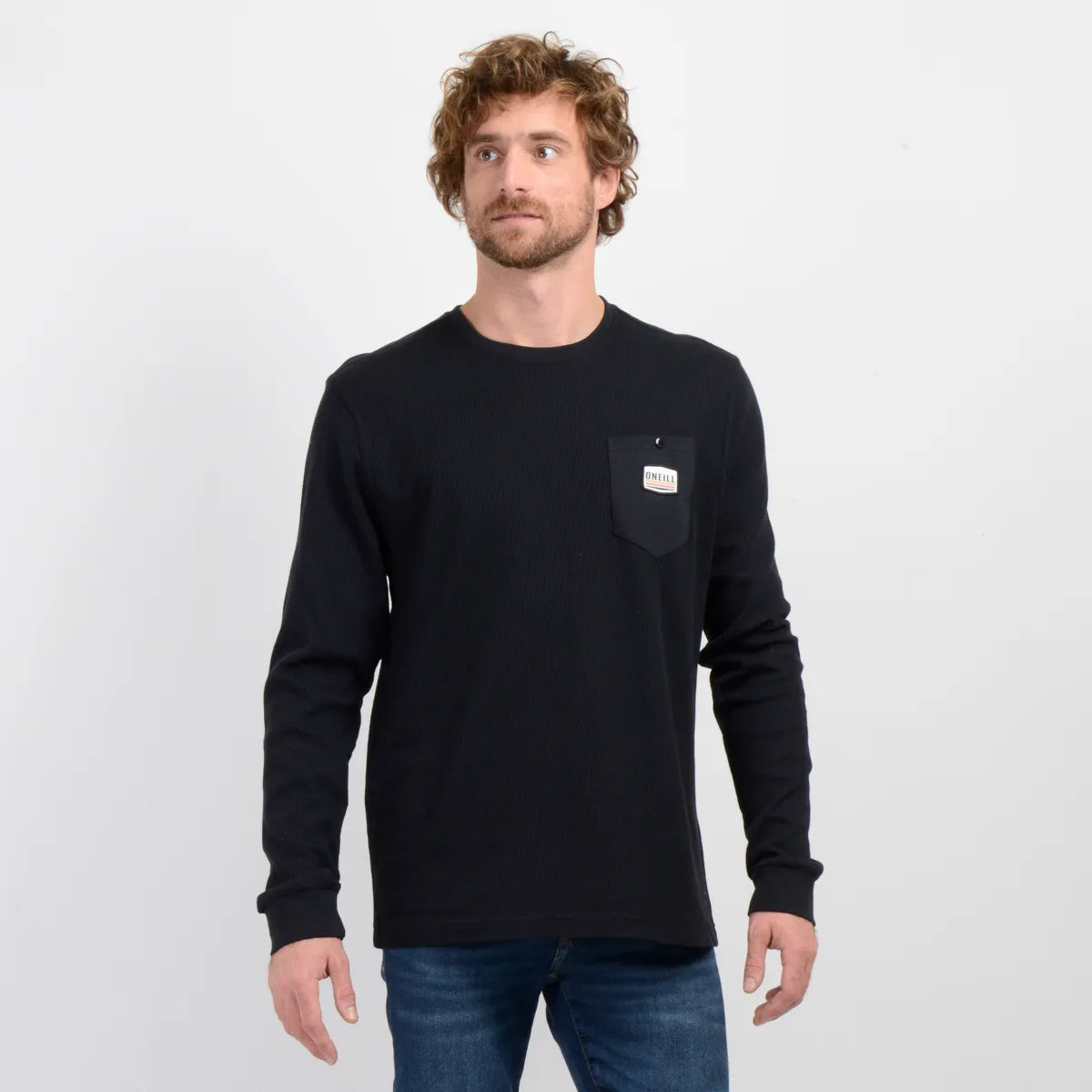 Polera Hombre Manga Larga Wafle Suply Negro