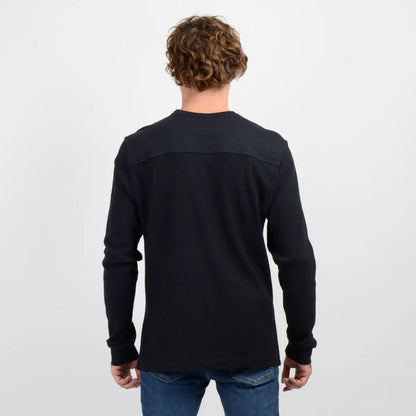 Polera Hombre Manga Larga Wafle Suply Negro