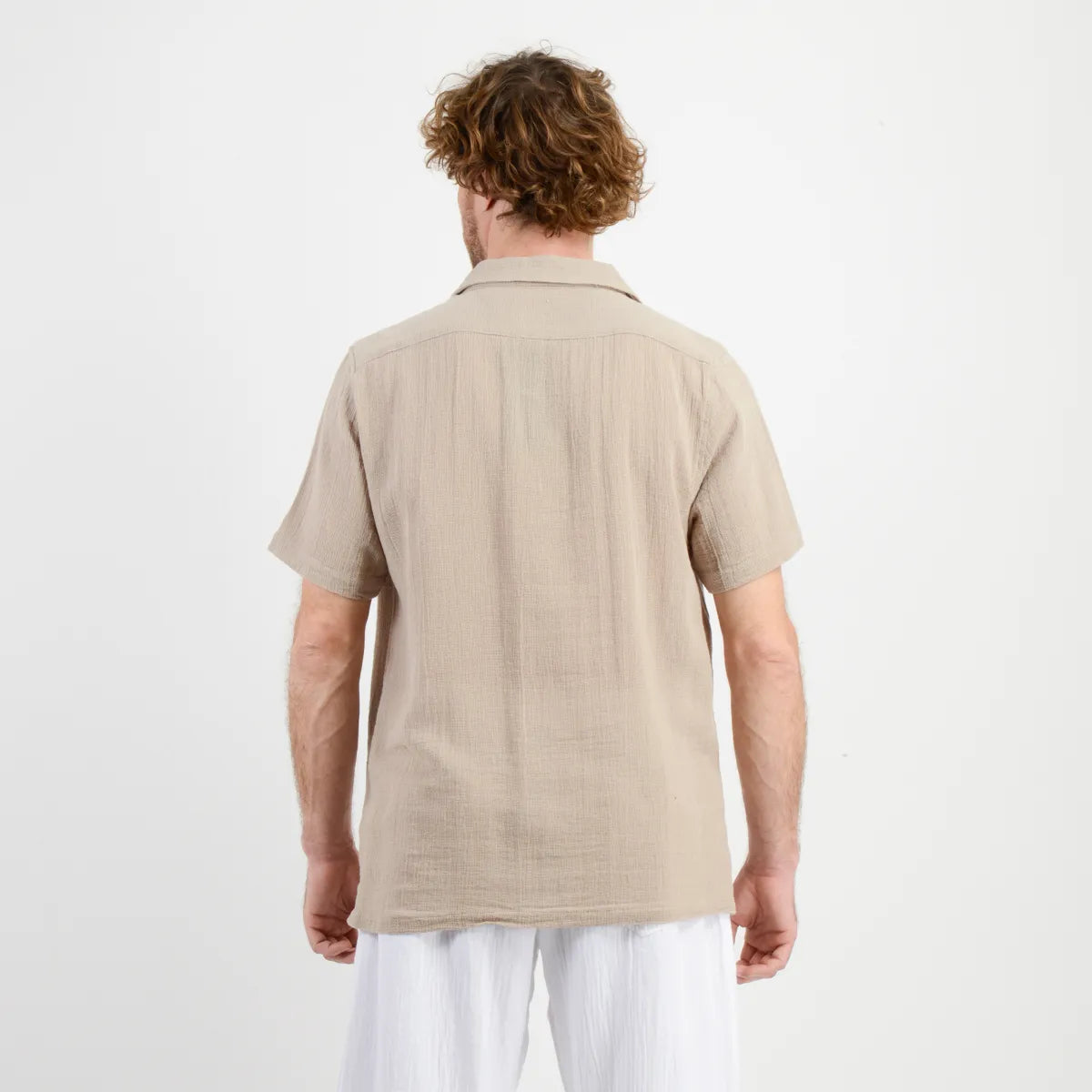 Camisa Hombre Manga Corta Tame Beige Oscuro