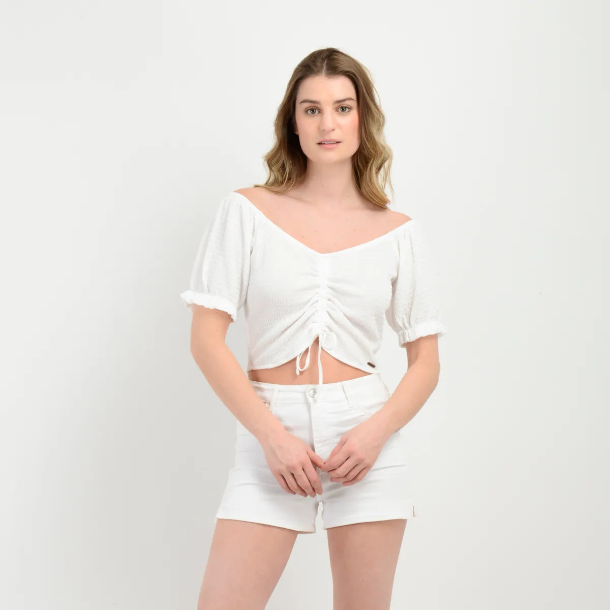 Polera Mujer Manga Corta Leanne Blanco