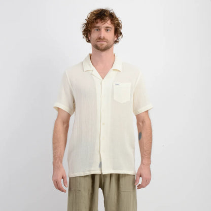 Camisa Hombre Manga Corta Tame Beige Claro
