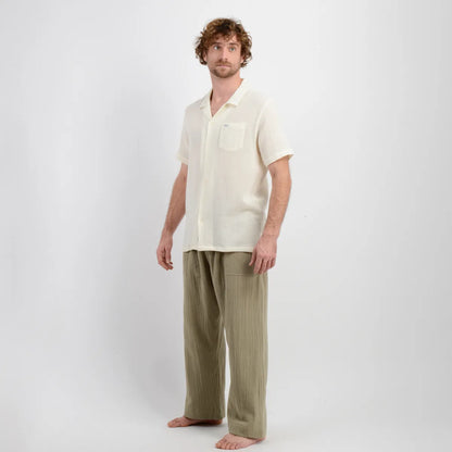 Camisa Hombre Manga Corta Tame Beige Claro