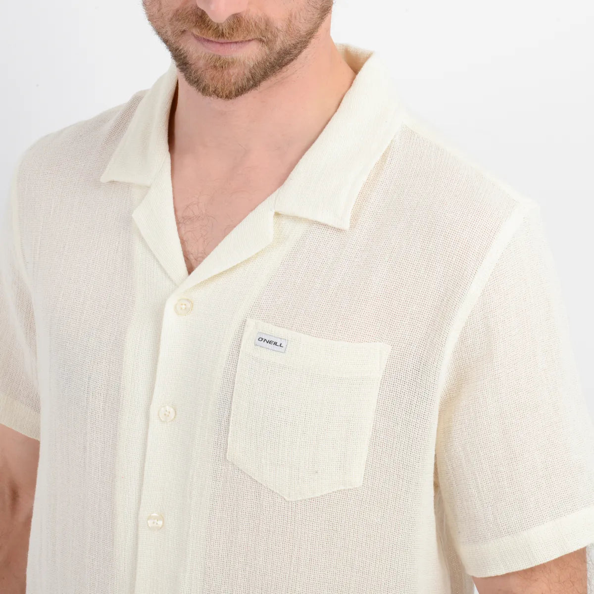 Camisa Hombre Manga Corta Tame Beige Claro