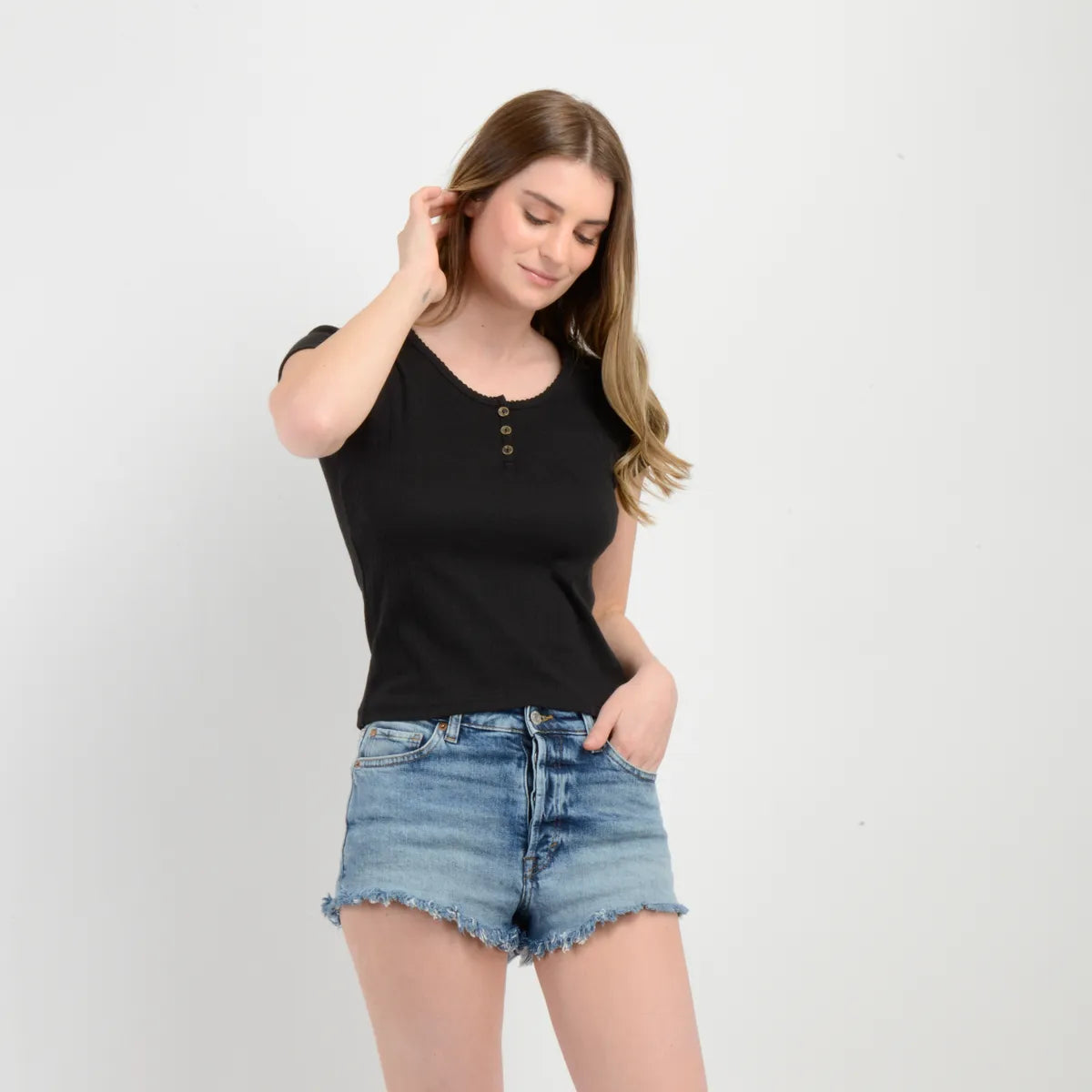 Polera Mujer Manga Corta Joey Negro