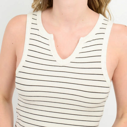 Polera Mujer Rib Sin Mangas Clove Beige