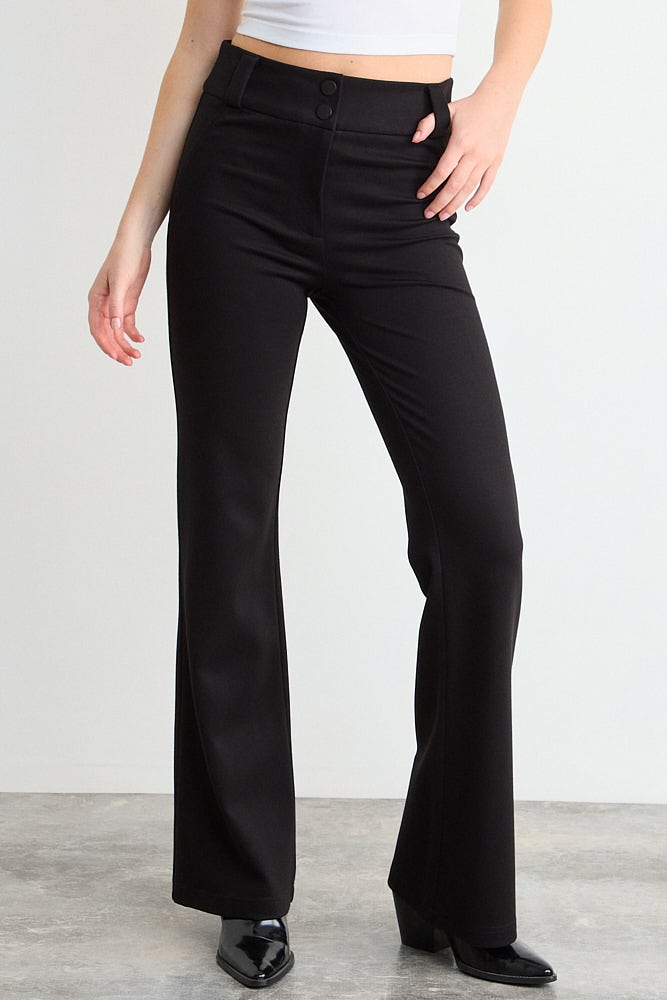 Calza Mujer Sarga Flare Negro
