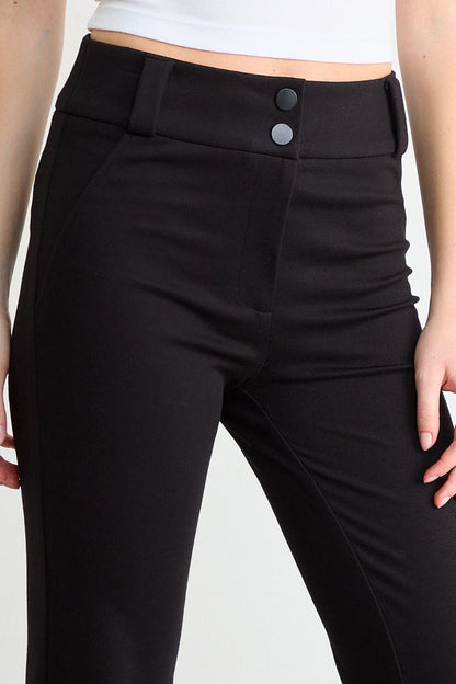 Calza Mujer Sarga Flare Negro