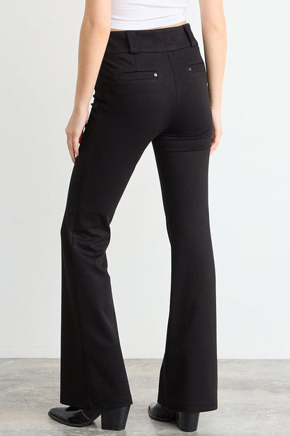 Calza Mujer Sarga Flare Negro